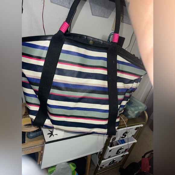 Blue Multi Stripe Eliza Fossil Beach Bag /Tote - Picture 2 of 3